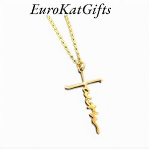 Faith Pendant Cross Necklace - Stainless Steel NEW Rose Gold